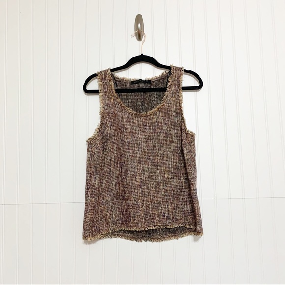 Zara M Multicolor Frayed Tweed Sleeveless Top - Picture 1 of 4